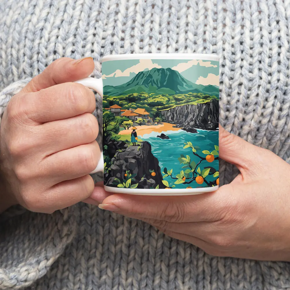 Japanese Coastal Village With Mountain View – Mugs