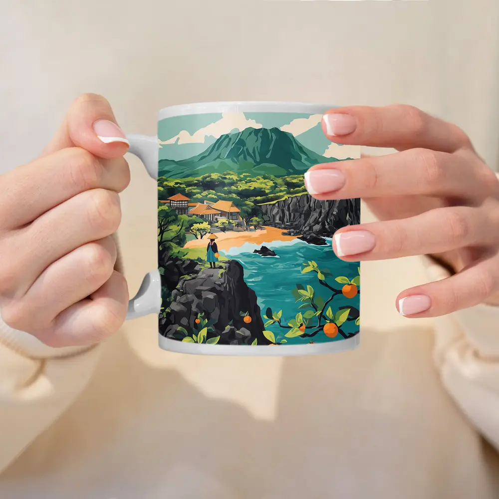 Japanese Coastal Village With Mountain View – Mugs