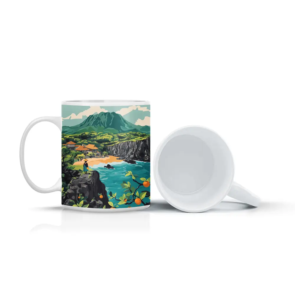 Japanese Coastal Village With Mountain View – Mugs