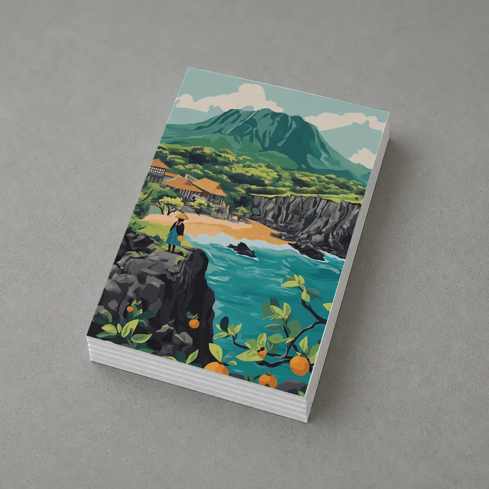 Japanese Coastal Village With Mountain View – Postcards