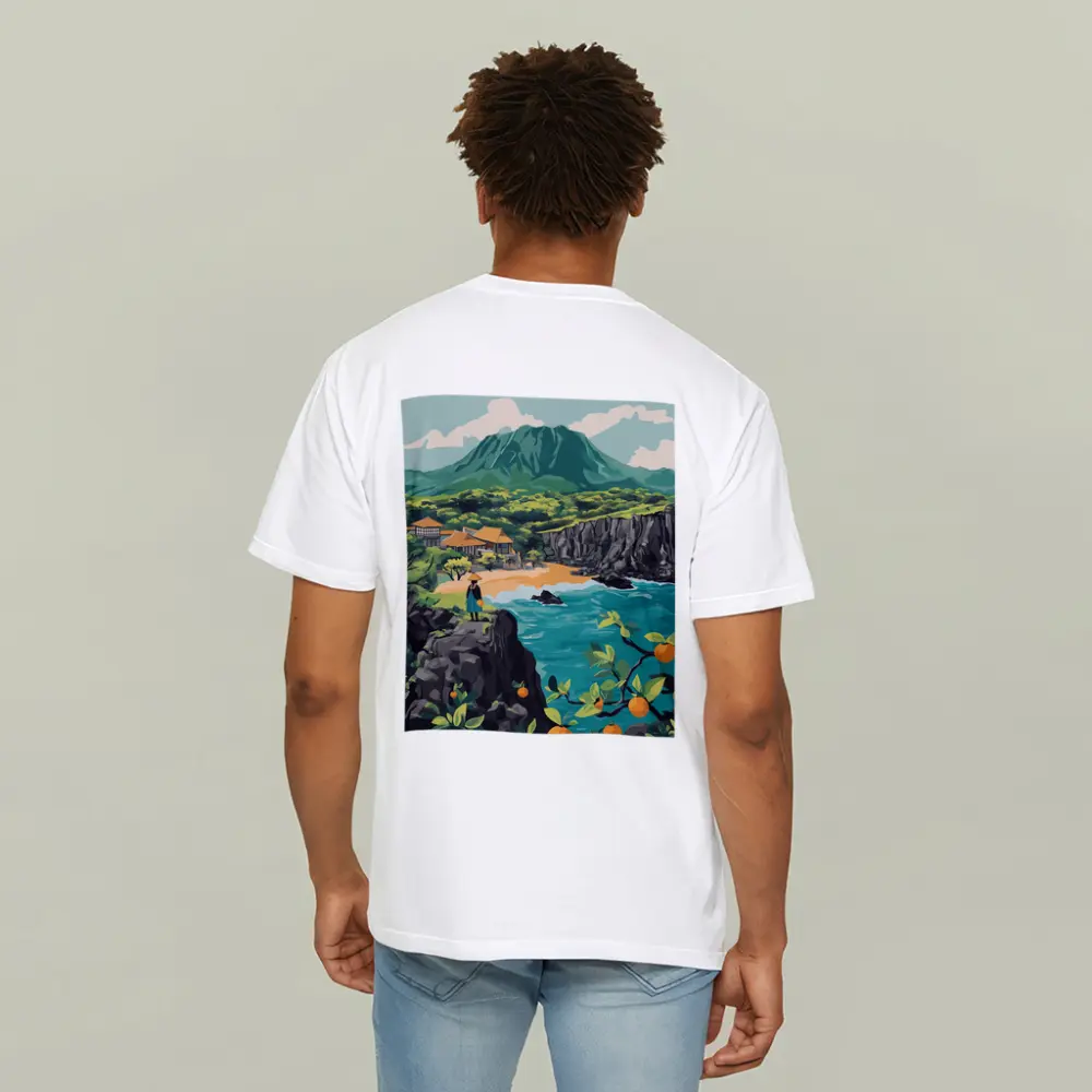 Japanese Coastal Village With Mountain View – T-Shirts