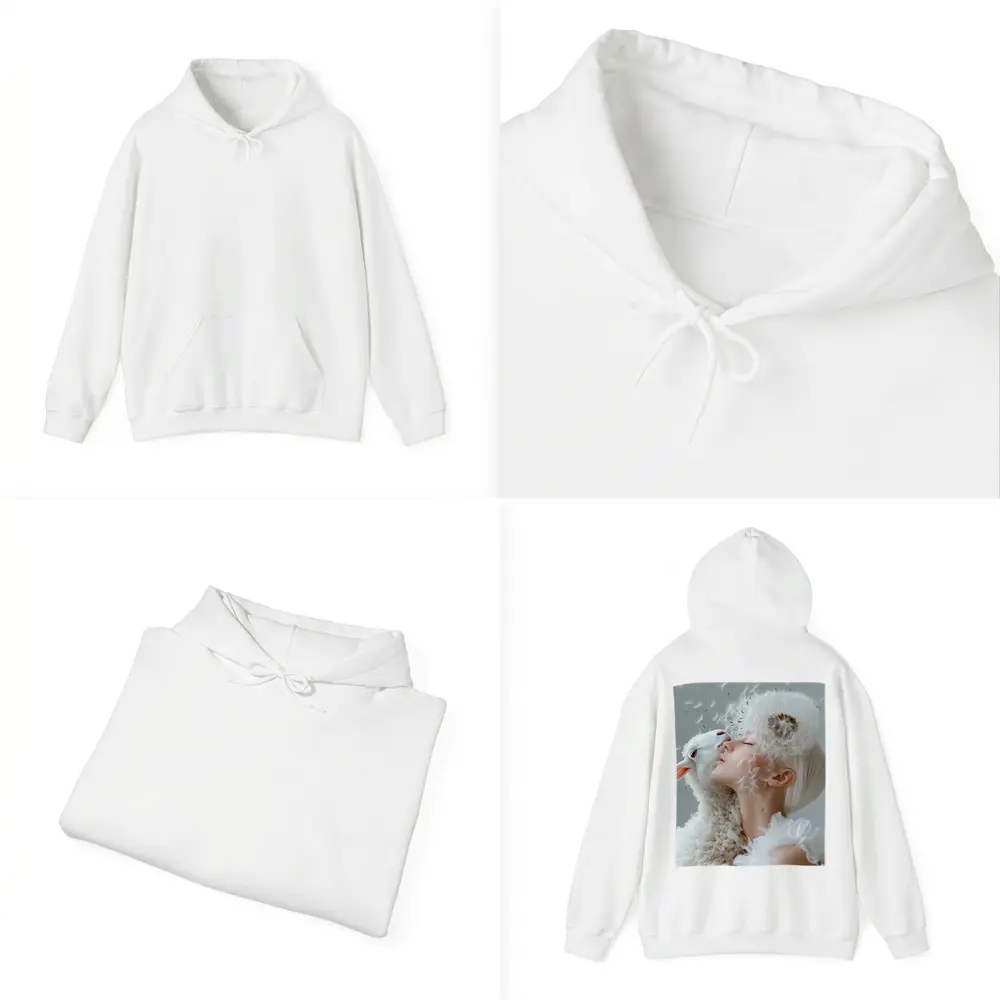 Woman And Lamb Dandelion Surreal White – Hoodies