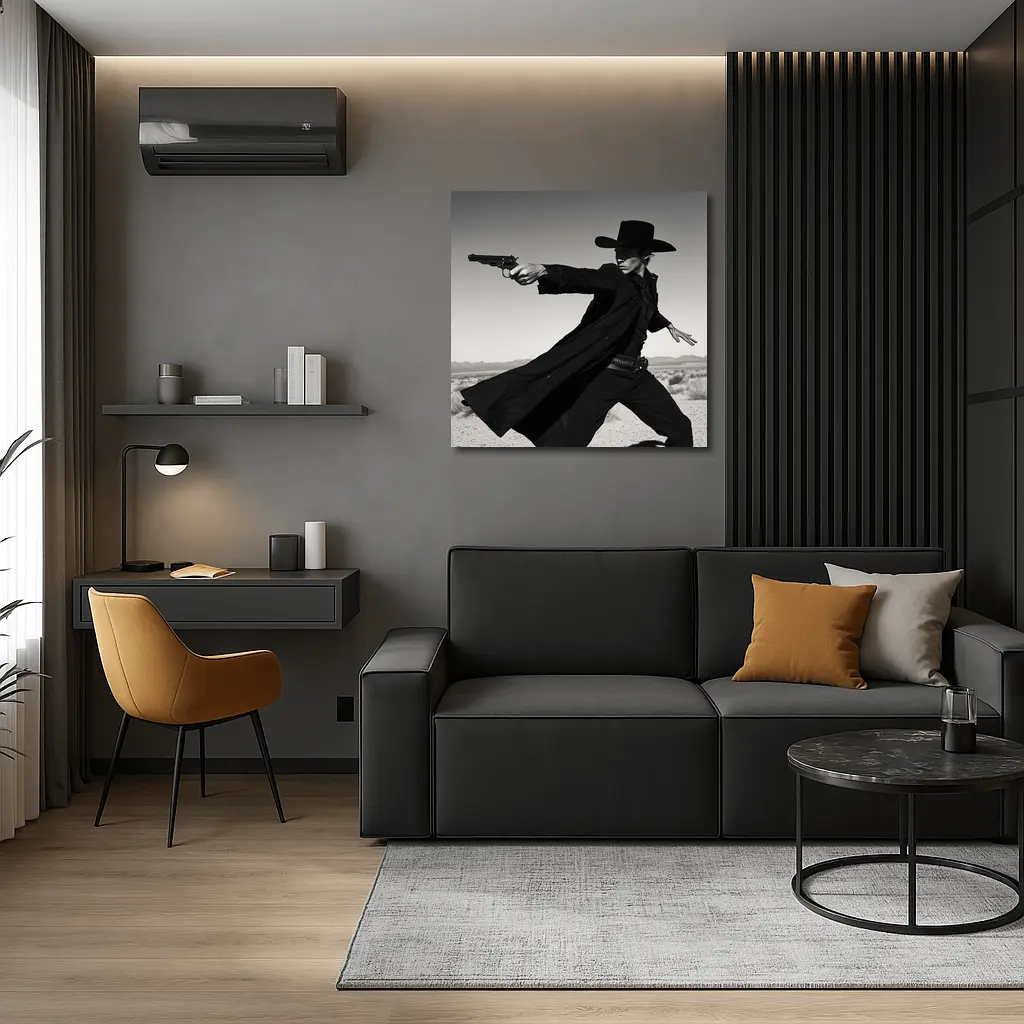 Gunslinger Cowboy Black Coat Desert Showdown – Wall Art