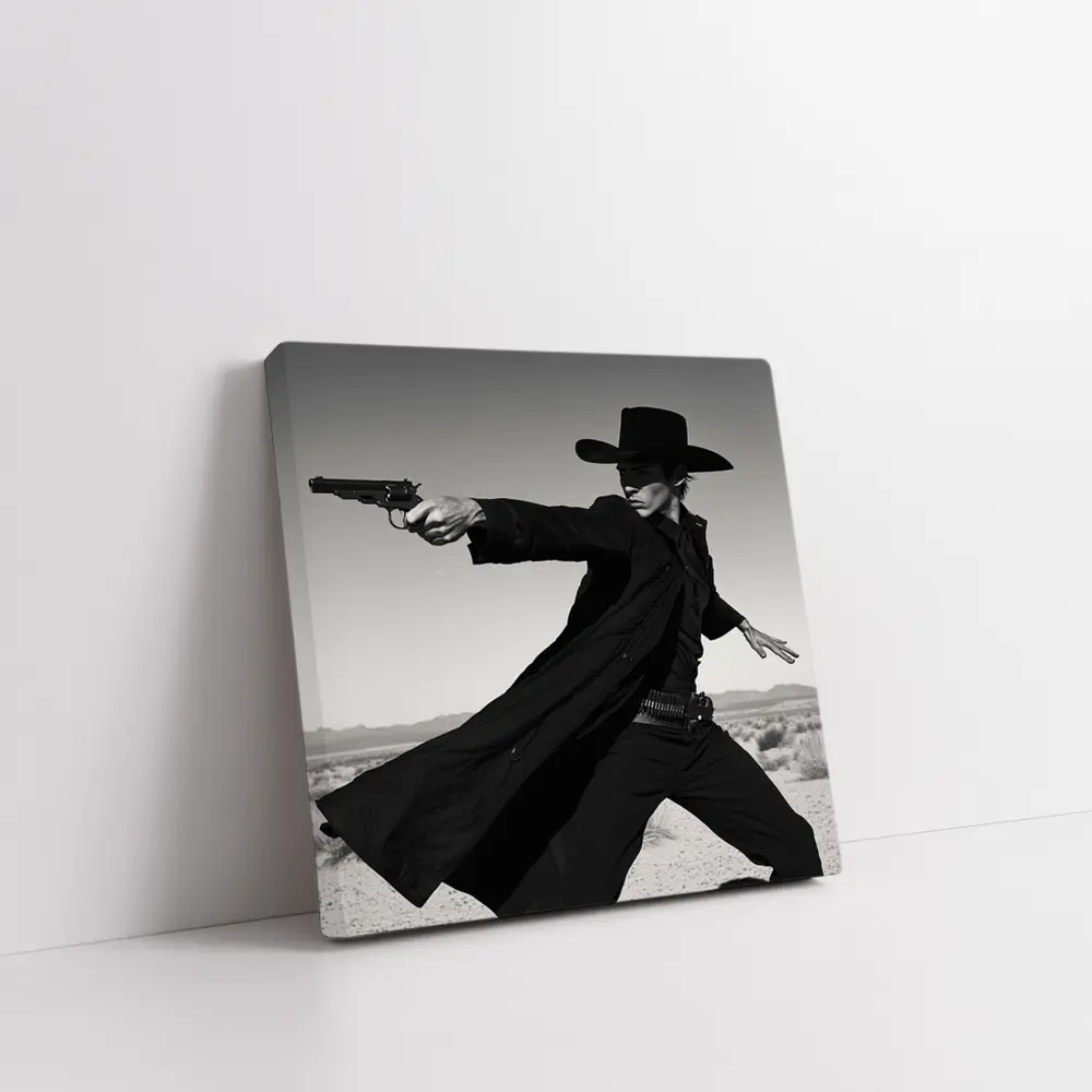 Gunslinger Cowboy Black Coat Desert Showdown – Wall Art