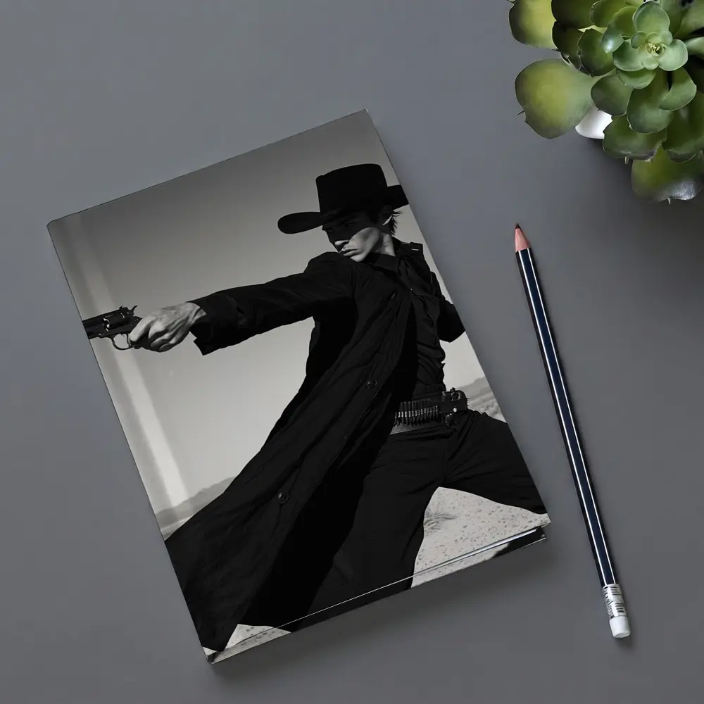 Gunslinger Cowboy Black Coat Desert Showdown – Notebooks