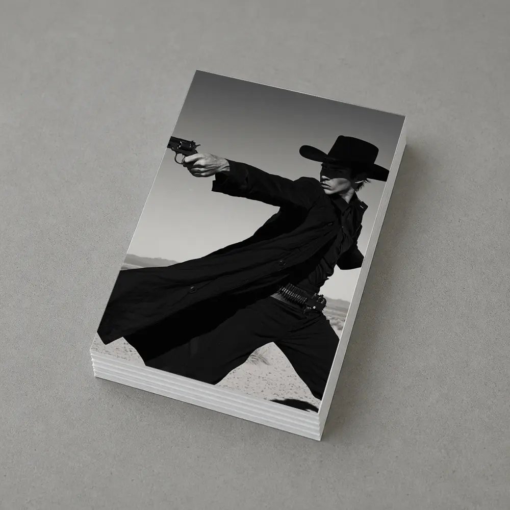Gunslinger Cowboy Black Coat Desert Showdown – Postcards