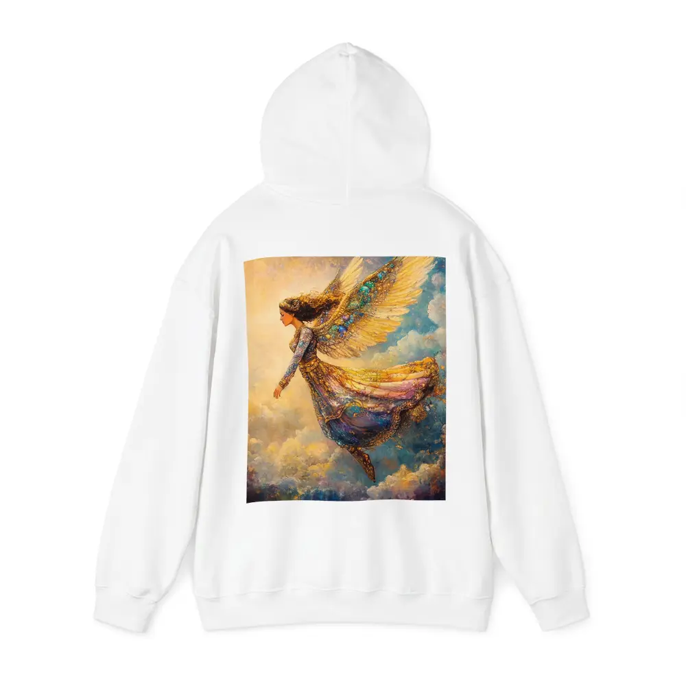 Angel Woman Flying Through Golden Clouds – Hoodies