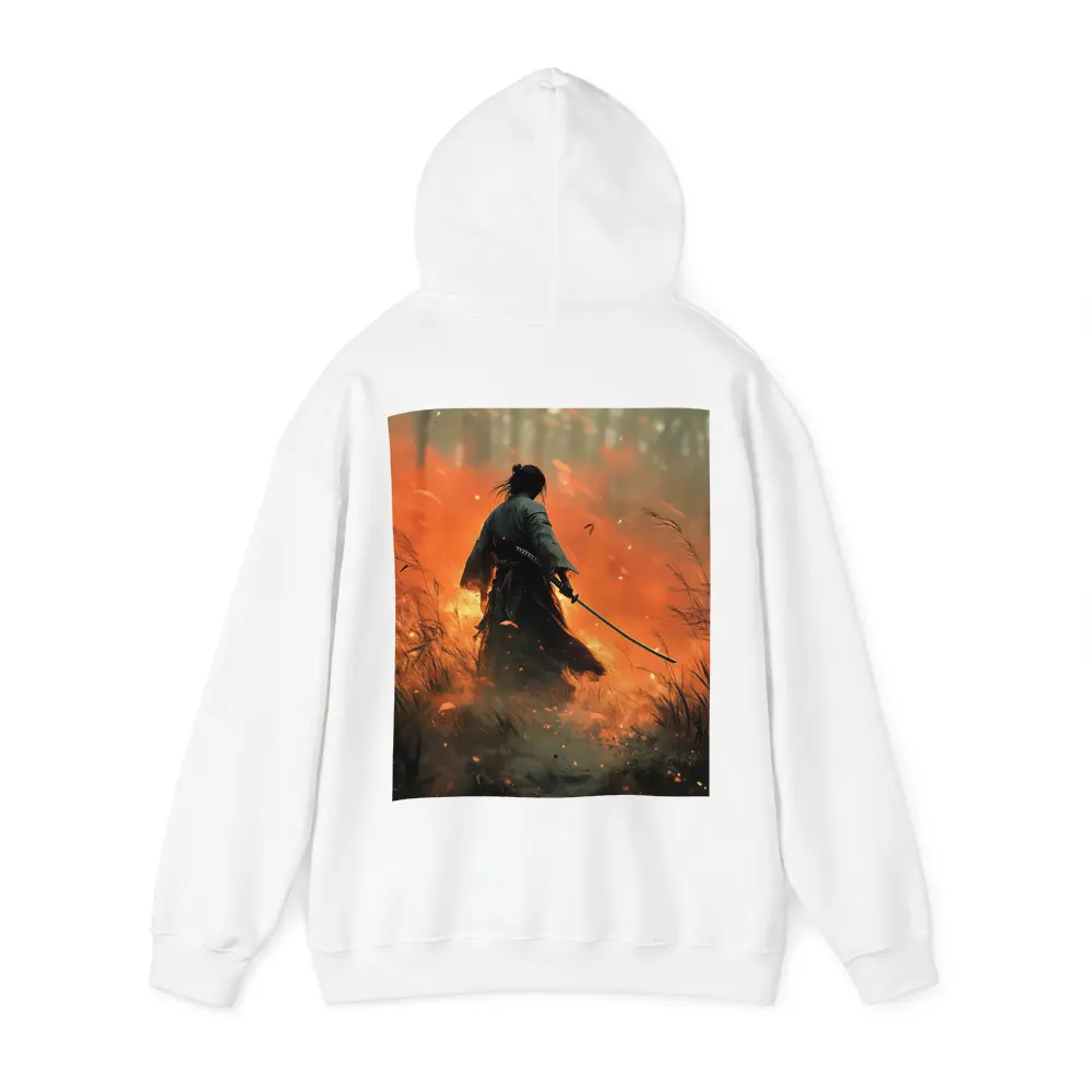 Samurai Warrior Standing Before Burning Field – Hoodies