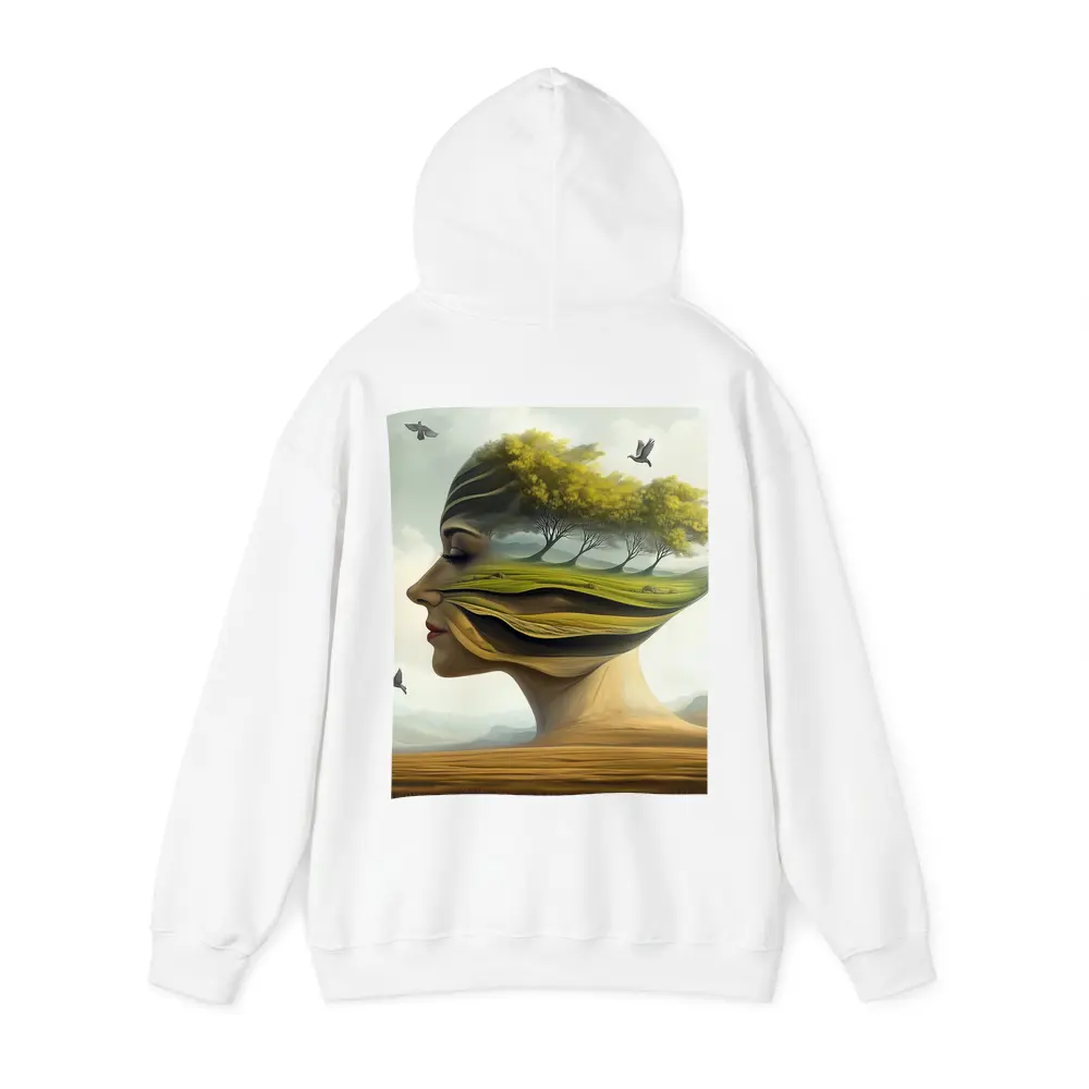 Surreal Woman Face Nature Landscape Birds – Hoodies