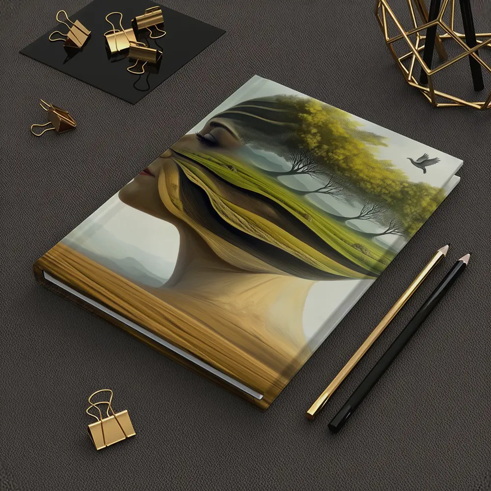 Surreal Woman Face Nature Landscape Birds – Notebooks