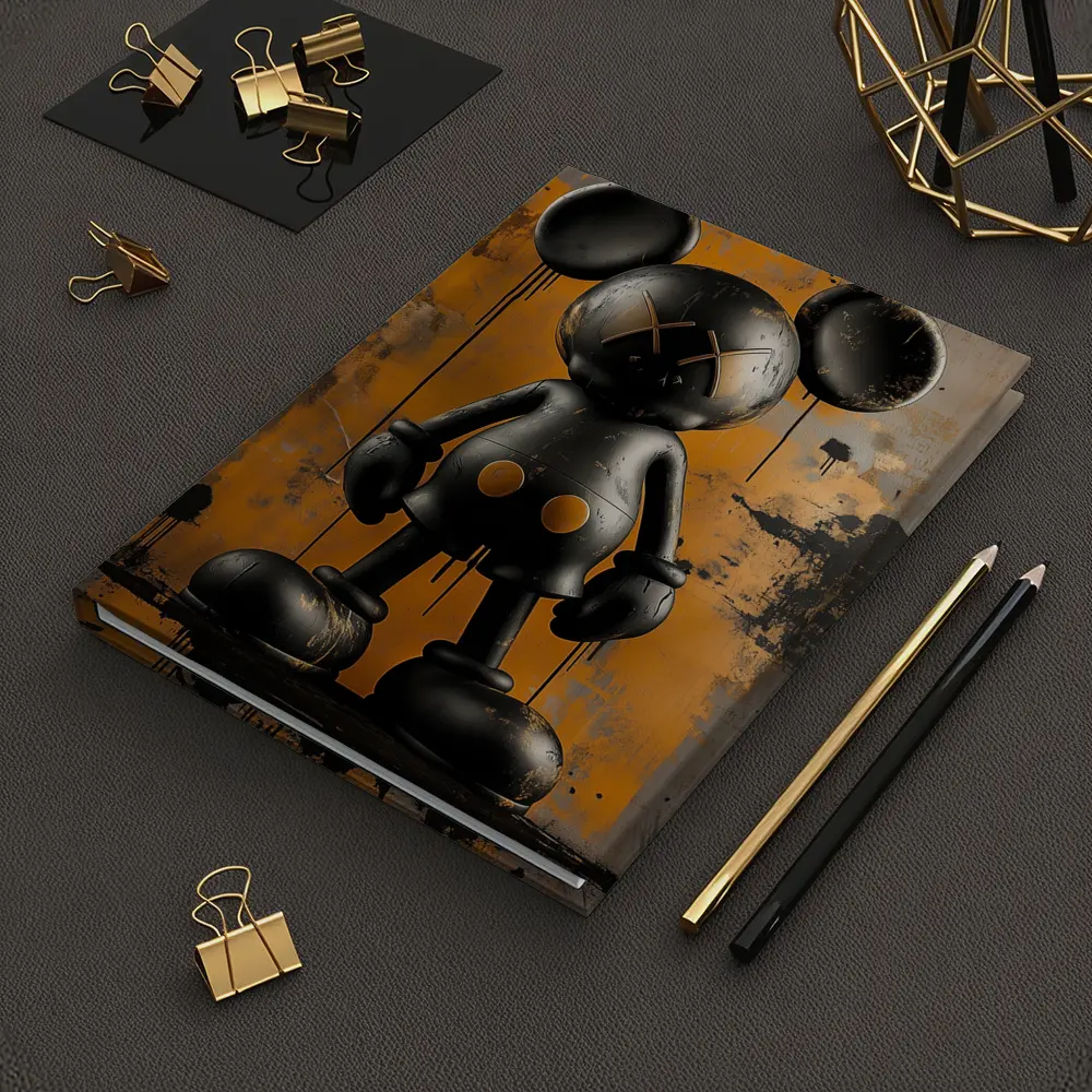 Black KAWS Mickey Graffiti Orange Abstract Background – Notebooks
