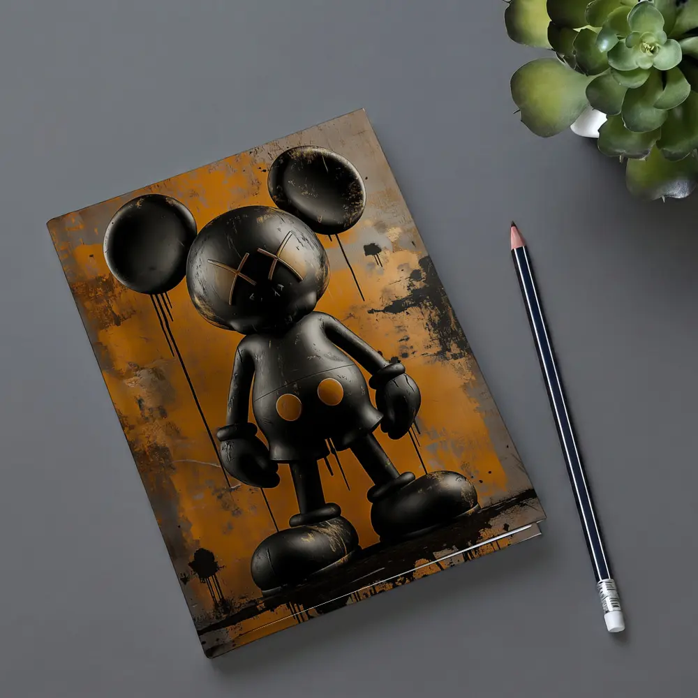 Black KAWS Mickey Graffiti Orange Abstract Background – Notebooks