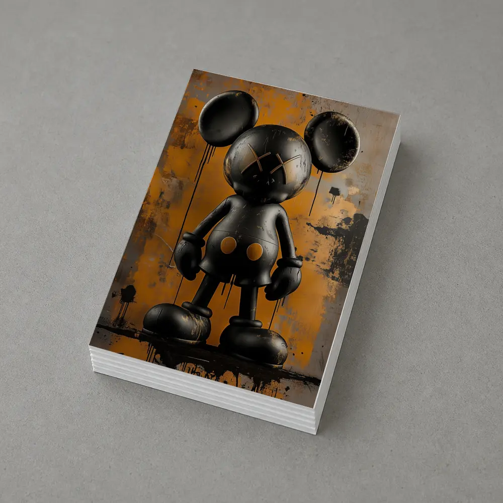 Black KAWS Mickey Graffiti Orange Abstract Background – Postcards