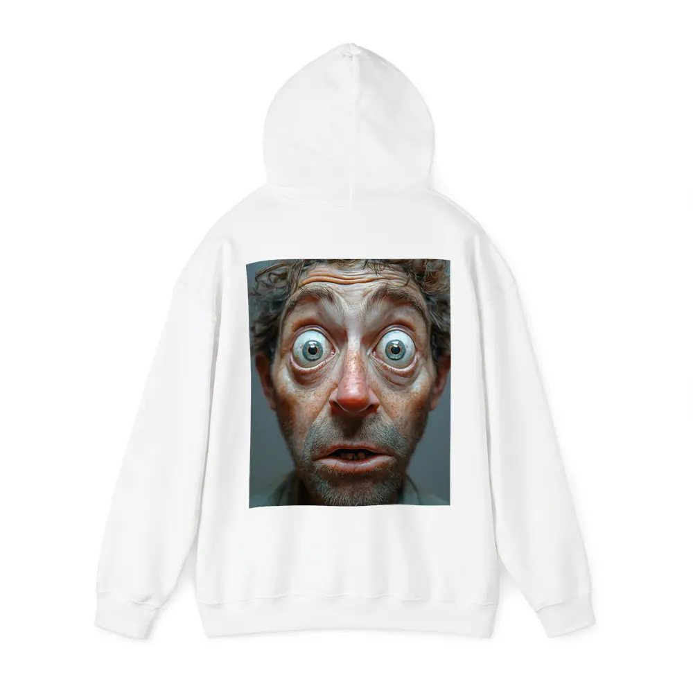Funny Exaggerated Man Face Portrait Gray Background – Hoodies