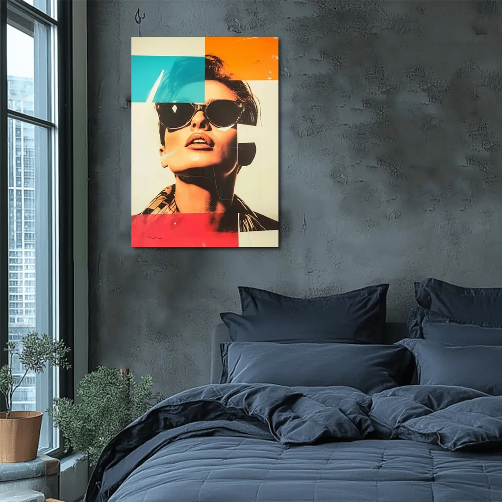 Retro Pop Art Woman Sunglasses Collage Style – Wall Art