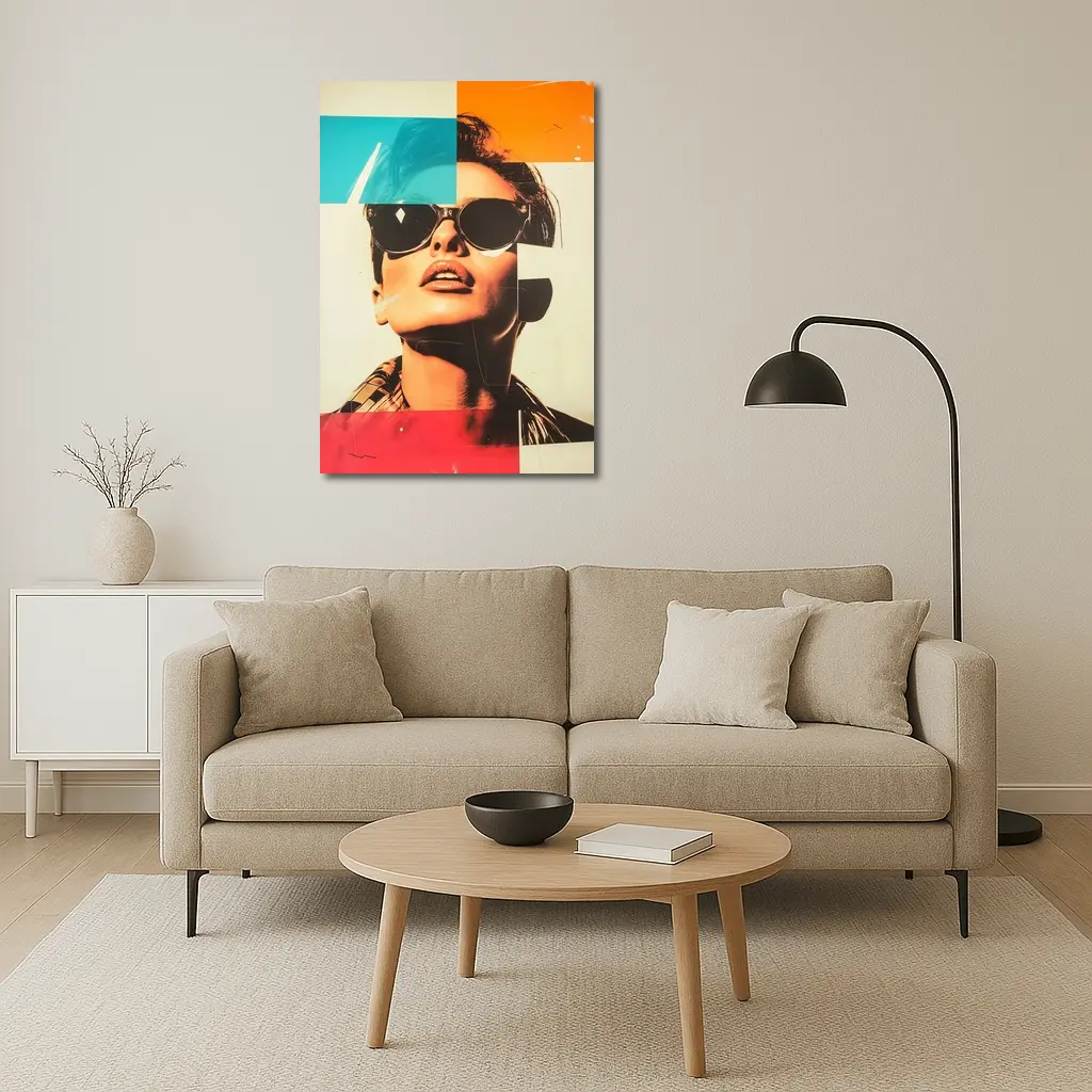Retro Pop Art Woman Sunglasses Collage Style – Wall Art