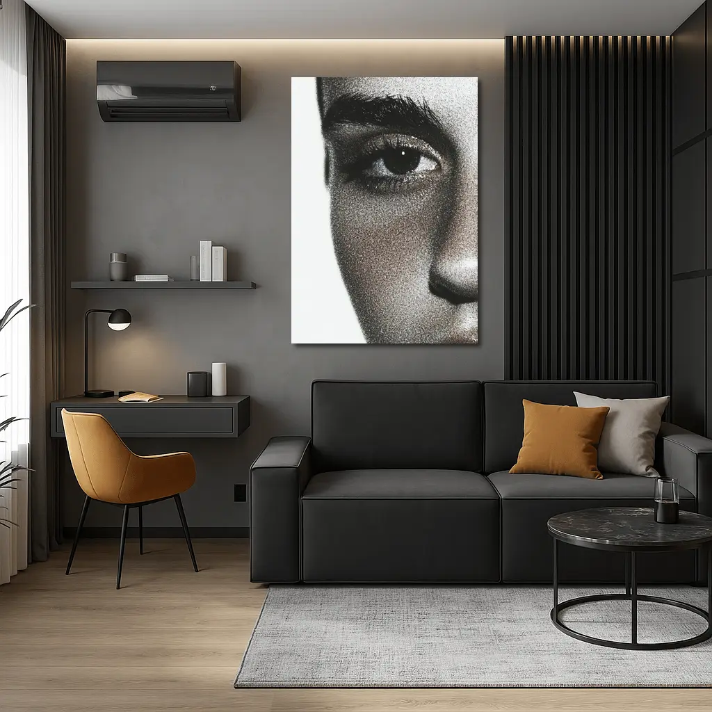 Close Up Woman Face Black White Portrait – Wall Art