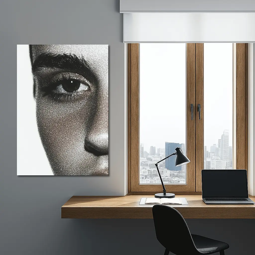 Close Up Woman Face Black White Portrait – Wall Art