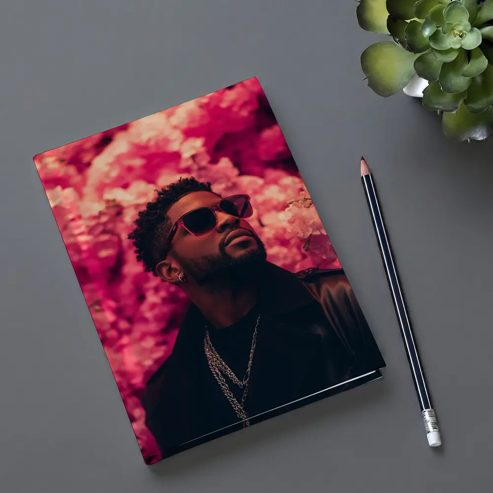 Stylish Man Pink Floral Wall Background – Notebooks