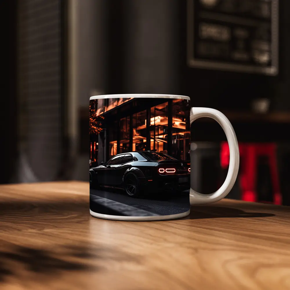 Dodge Challenger Black City Night Streets – Mugs
