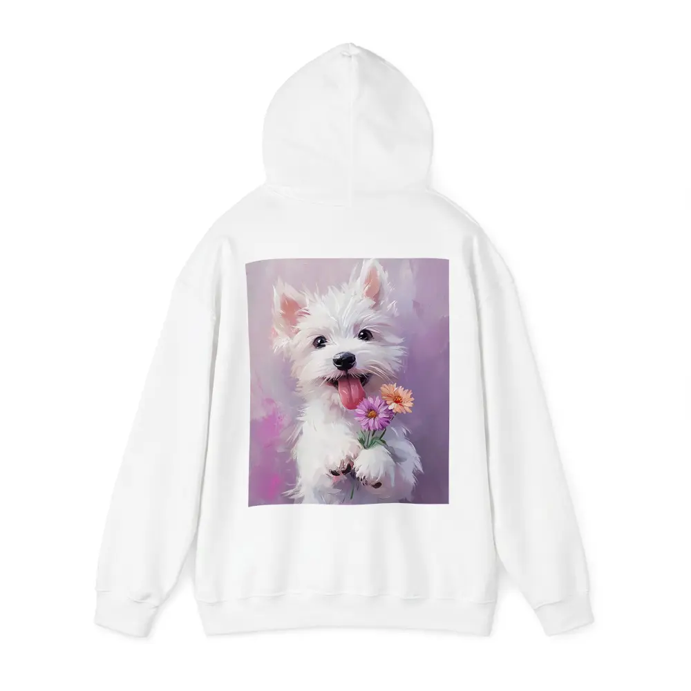 West Highland Terrier Puppy Holding Pink Flowers – Hoodies