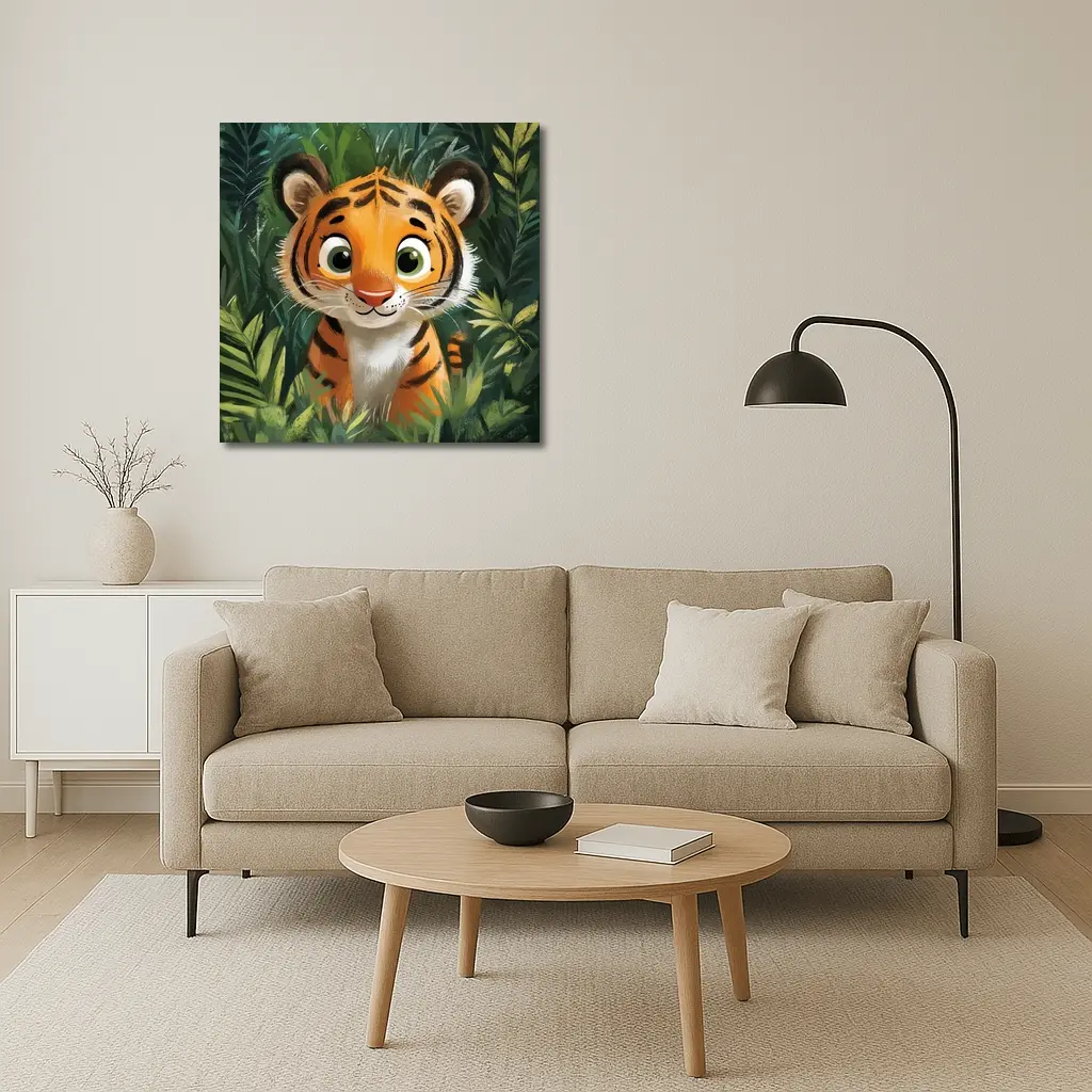 Cute Baby Tiger Cub Jungle Illustration – Wall Art