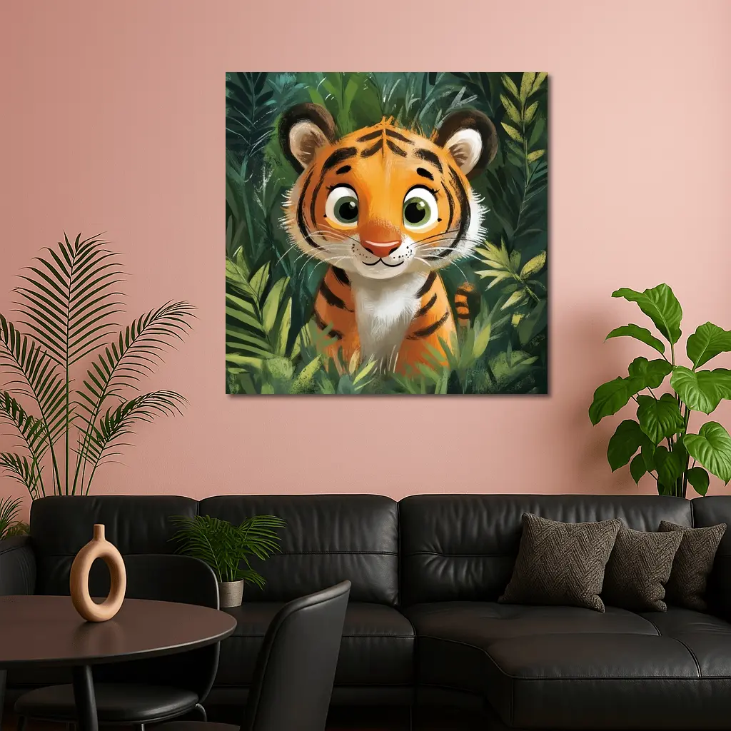 Cute Baby Tiger Cub Jungle Illustration – Wall Art