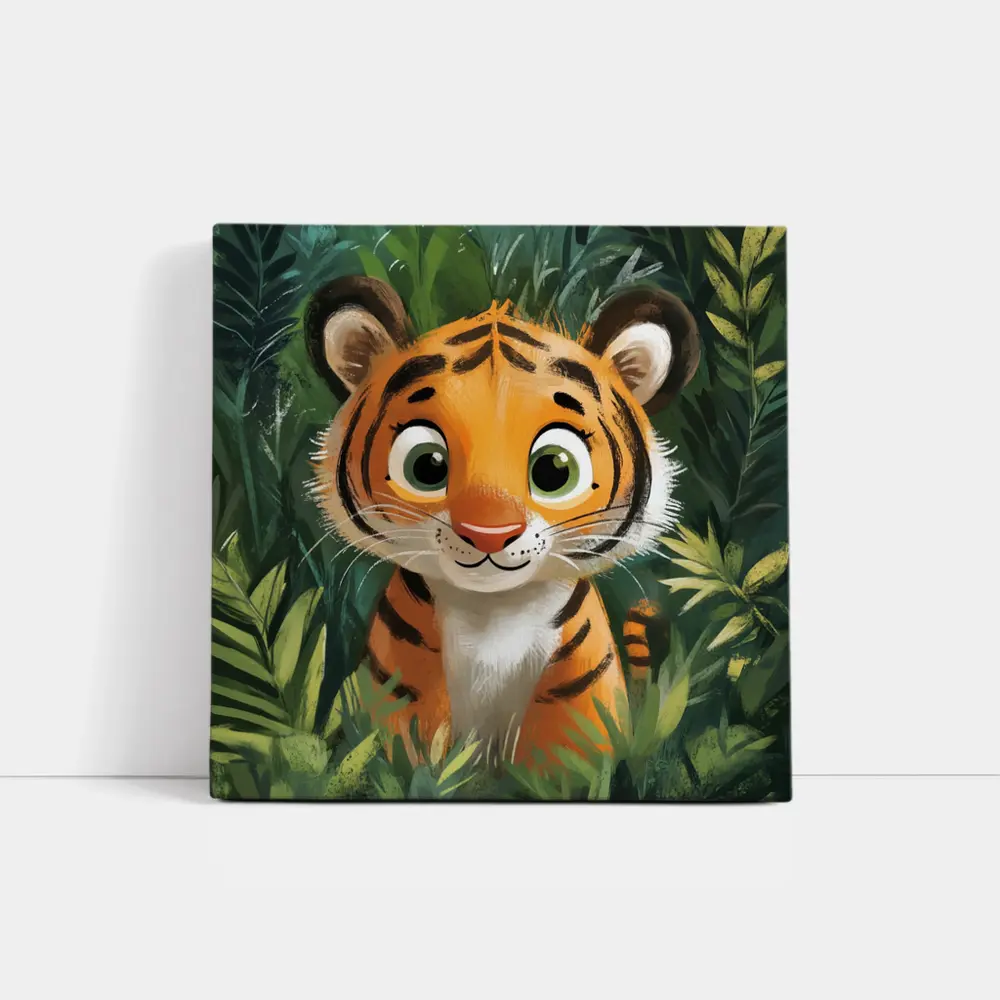 Cute Baby Tiger Cub Jungle Illustration – Wall Art