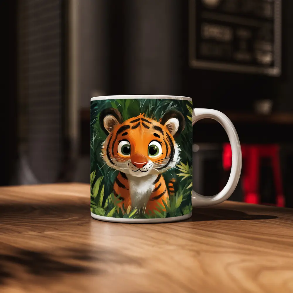 Cute Baby Tiger Cub Jungle Illustration – Mugs