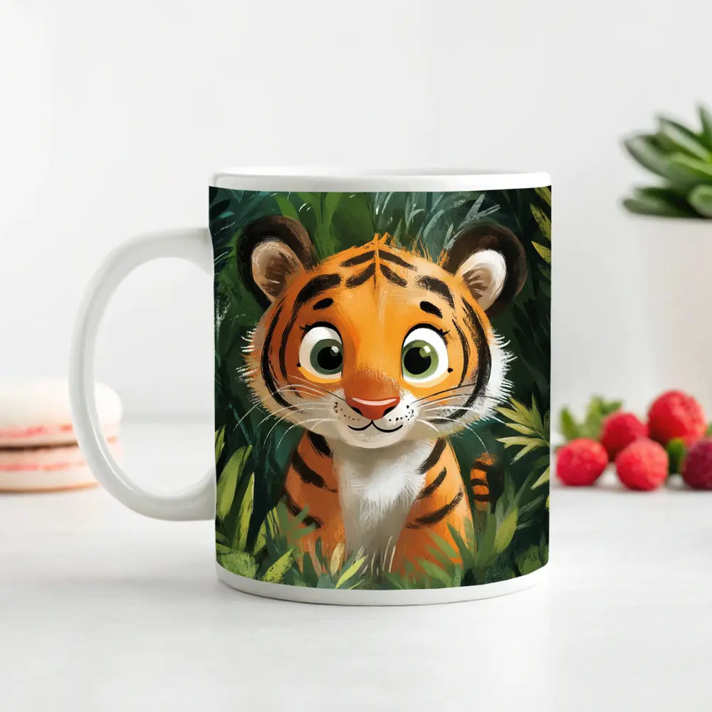 Cute Baby Tiger Cub Jungle Illustration – Mugs