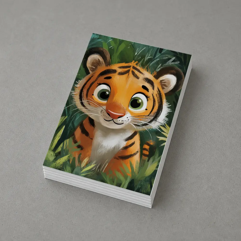 Cute Baby Tiger Cub Jungle Illustration – Postcards