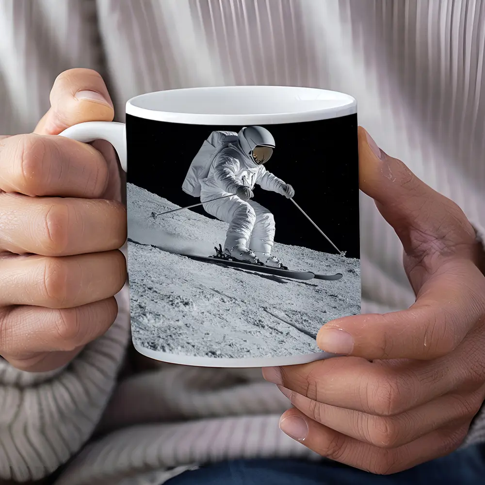 Astronaut Skiing On Moon Starry Night – Mugs