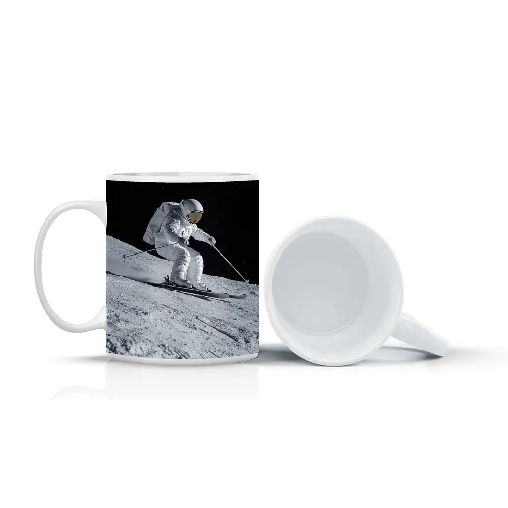 Astronaut Skiing On Moon Starry Night – Mugs