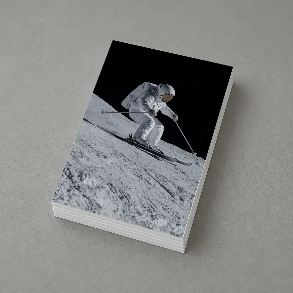 Astronaut Skiing On Moon Starry Night – Postcards