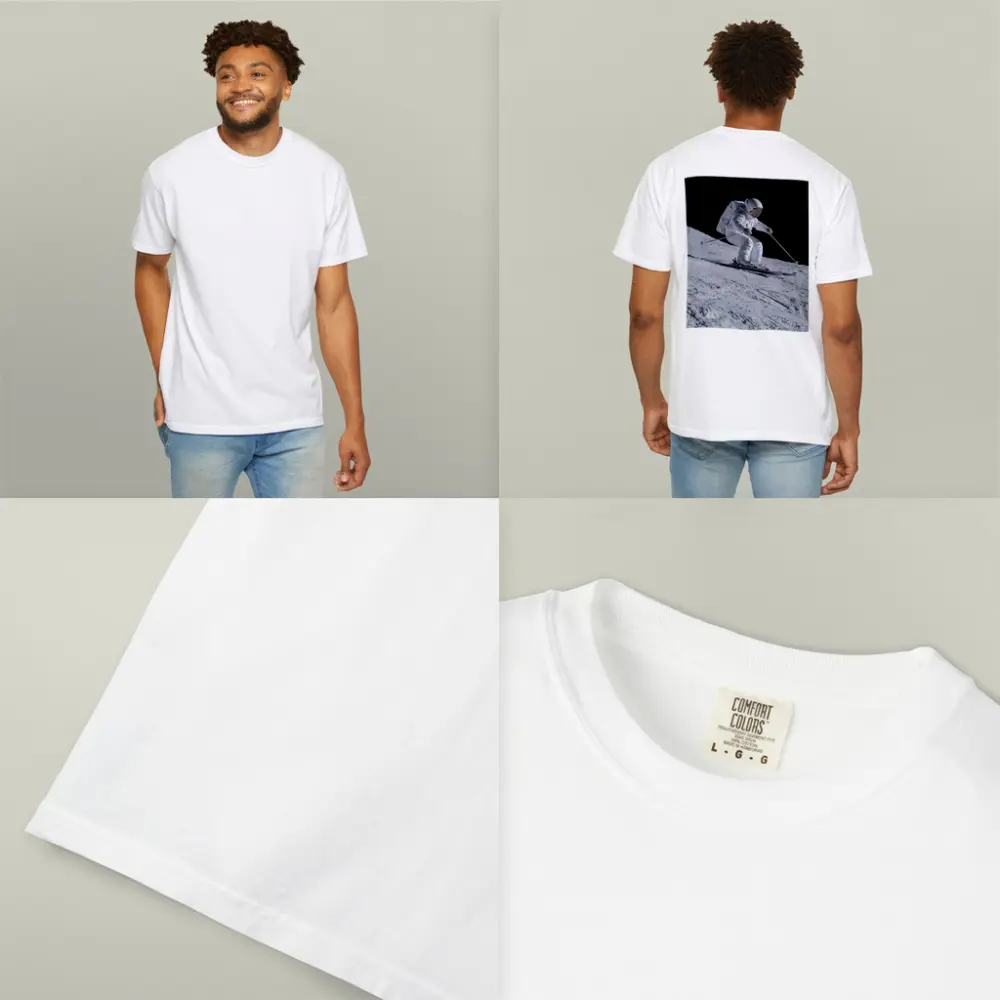 Astronaut Skiing On Moon Starry Night – T-Shirts