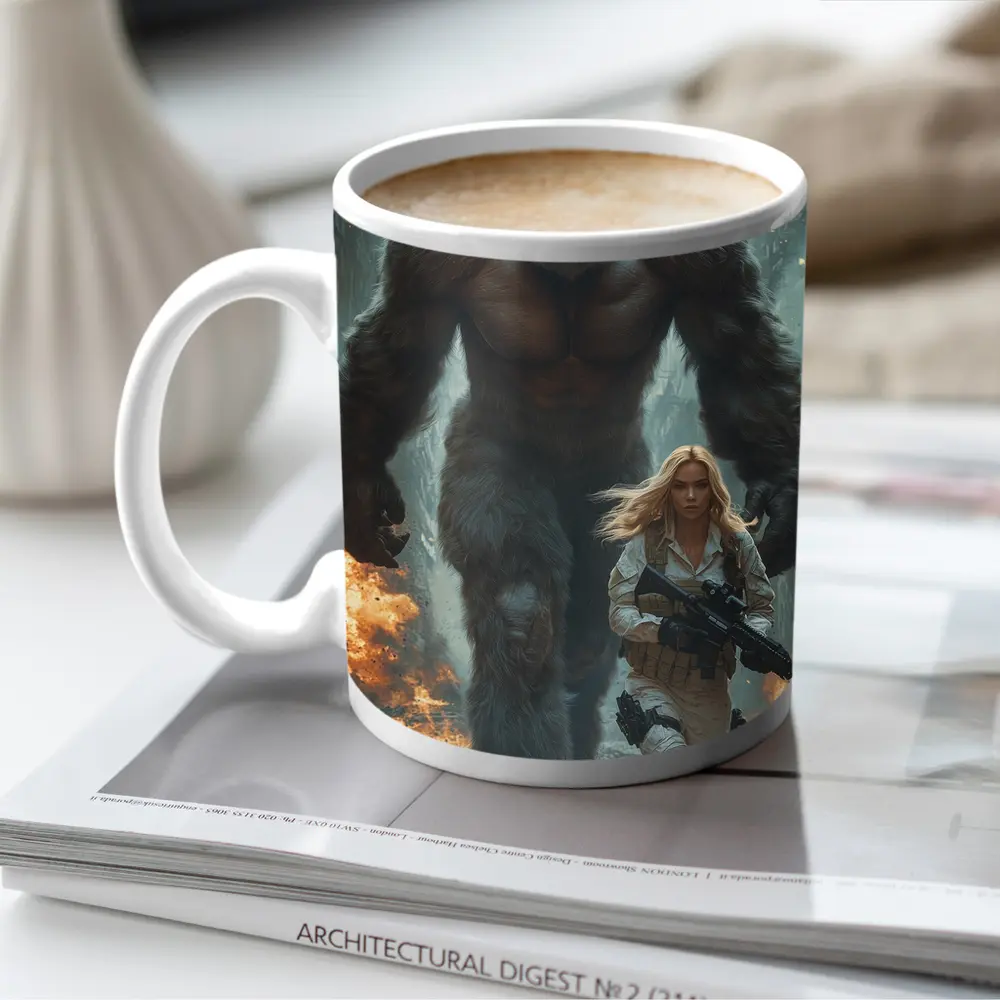 Giant Gorilla Woman Soldier Destroyed City – Mugs