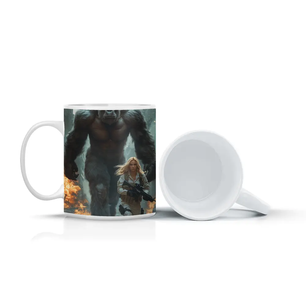 Giant Gorilla Woman Soldier Destroyed City – Mugs