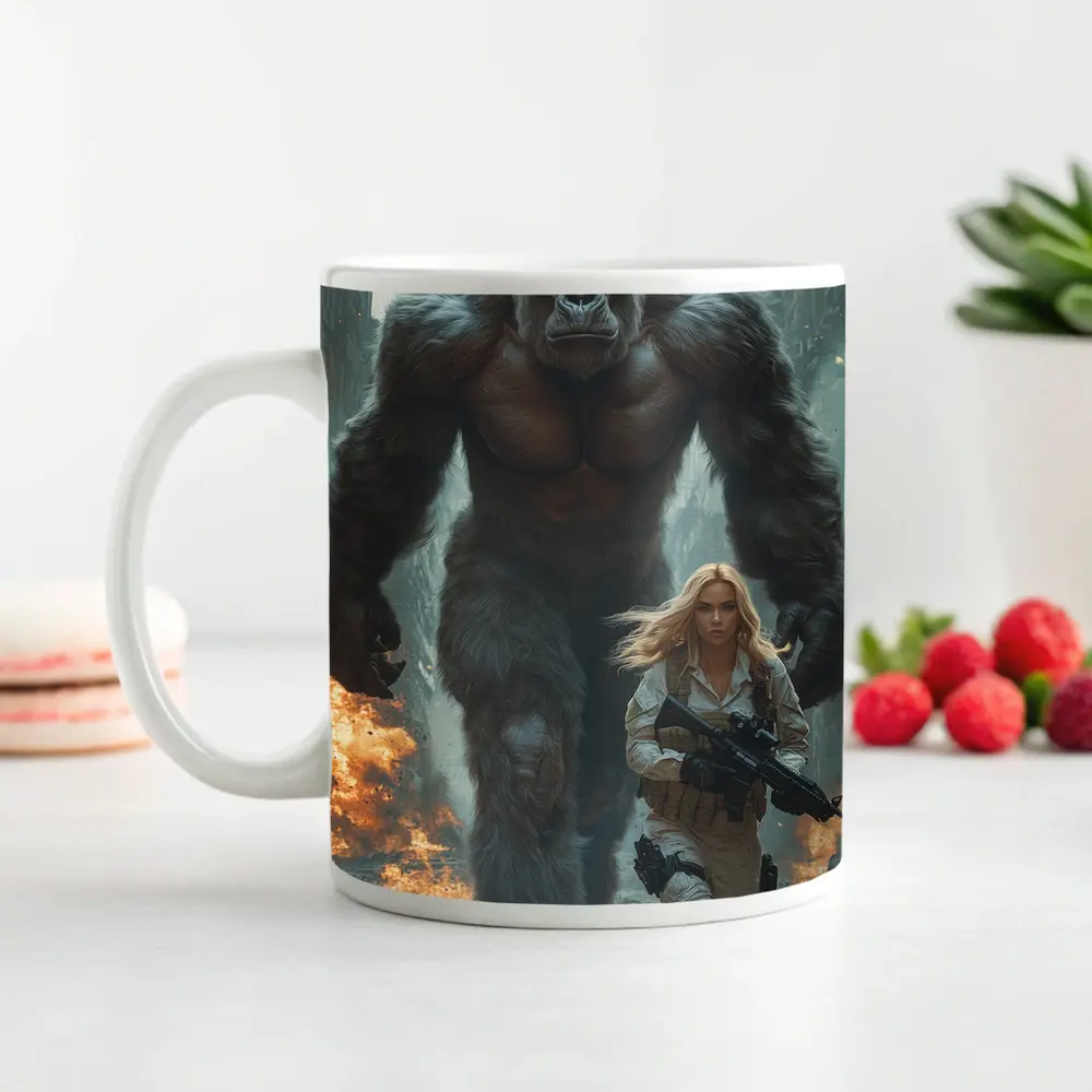 Giant Gorilla Woman Soldier Destroyed City – Mugs