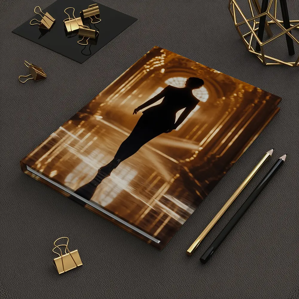 Woman Silhouette Walking Golden Ornate Palace Hall – Notebooks