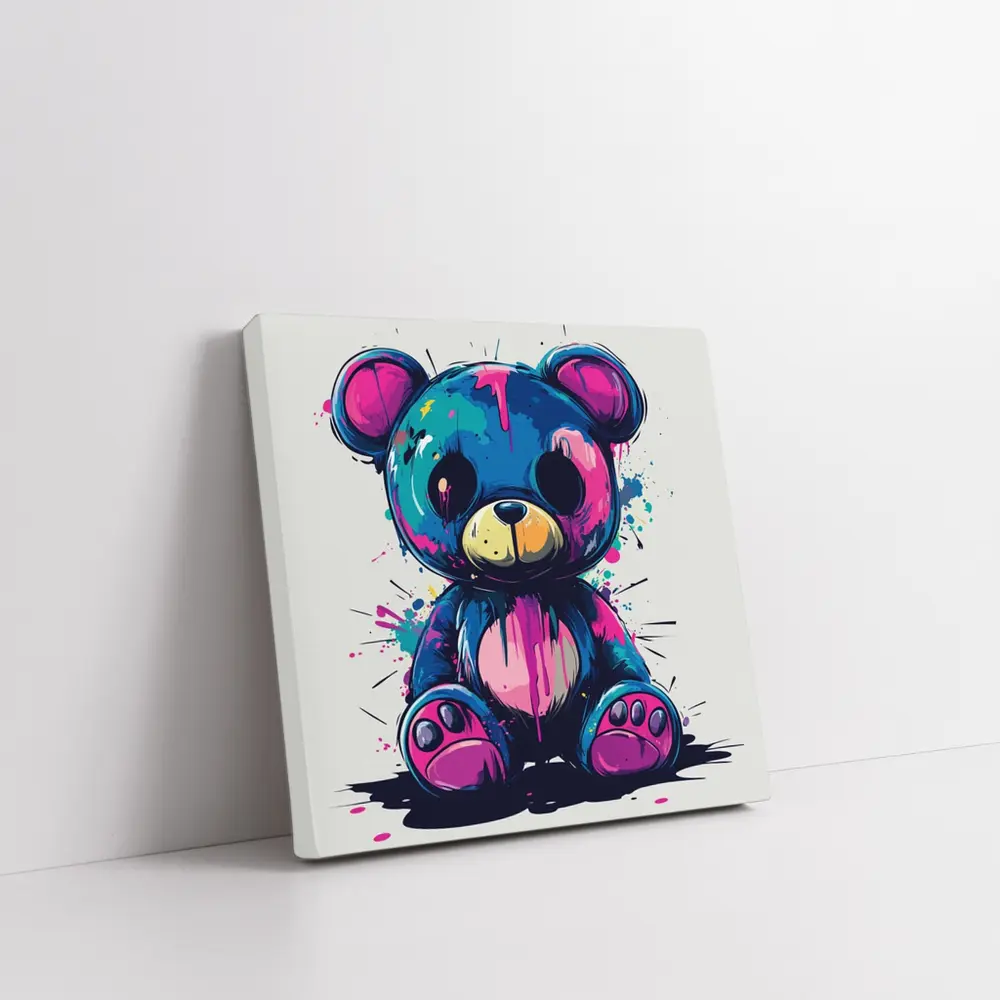 Graffiti Teddy Bear Colorful Paint Splash Art – Wall Art