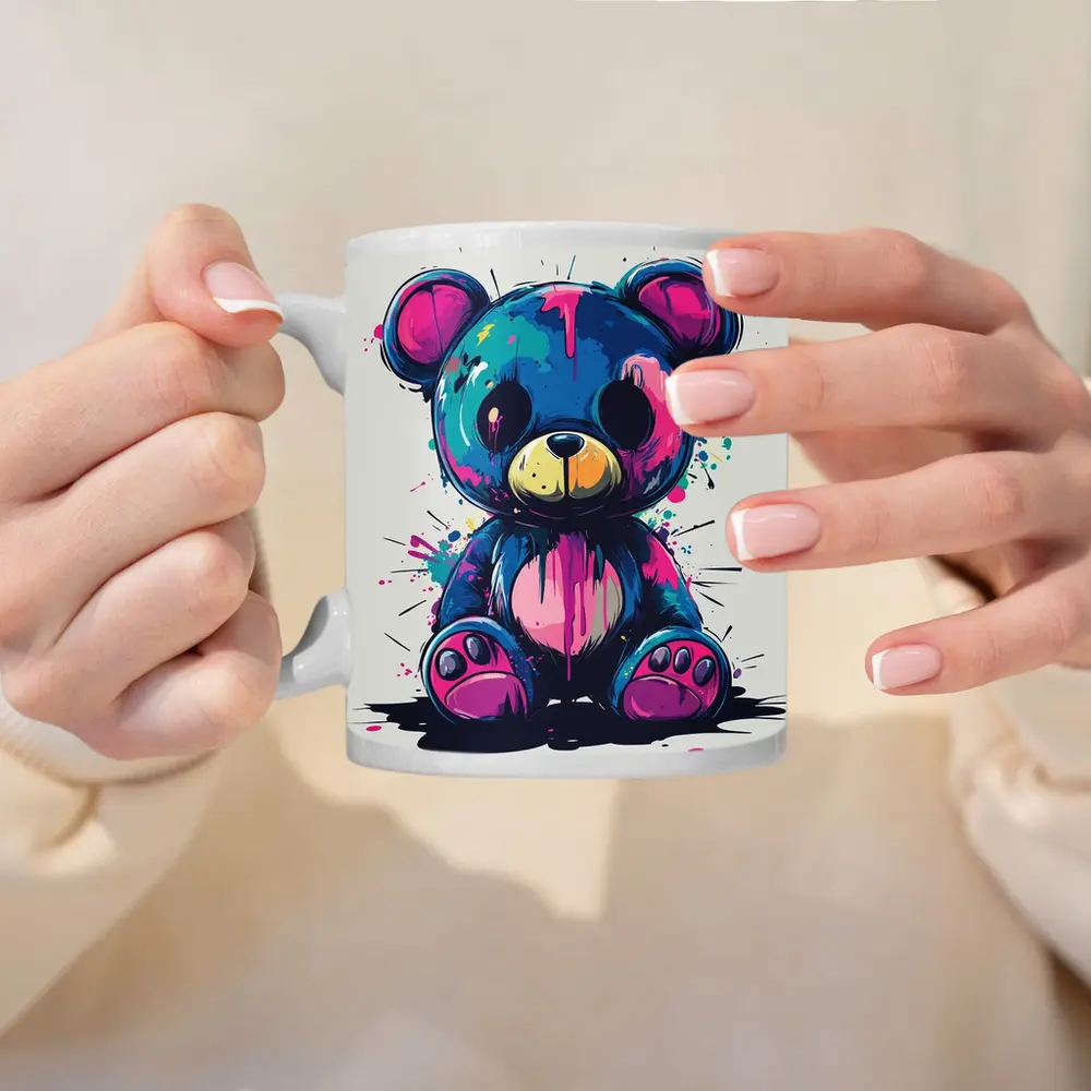 Graffiti Teddy Bear Colorful Paint Splash Art – Mugs