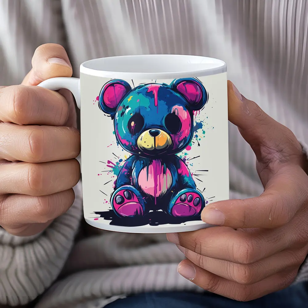 Graffiti Teddy Bear Colorful Paint Splash Art – Mugs