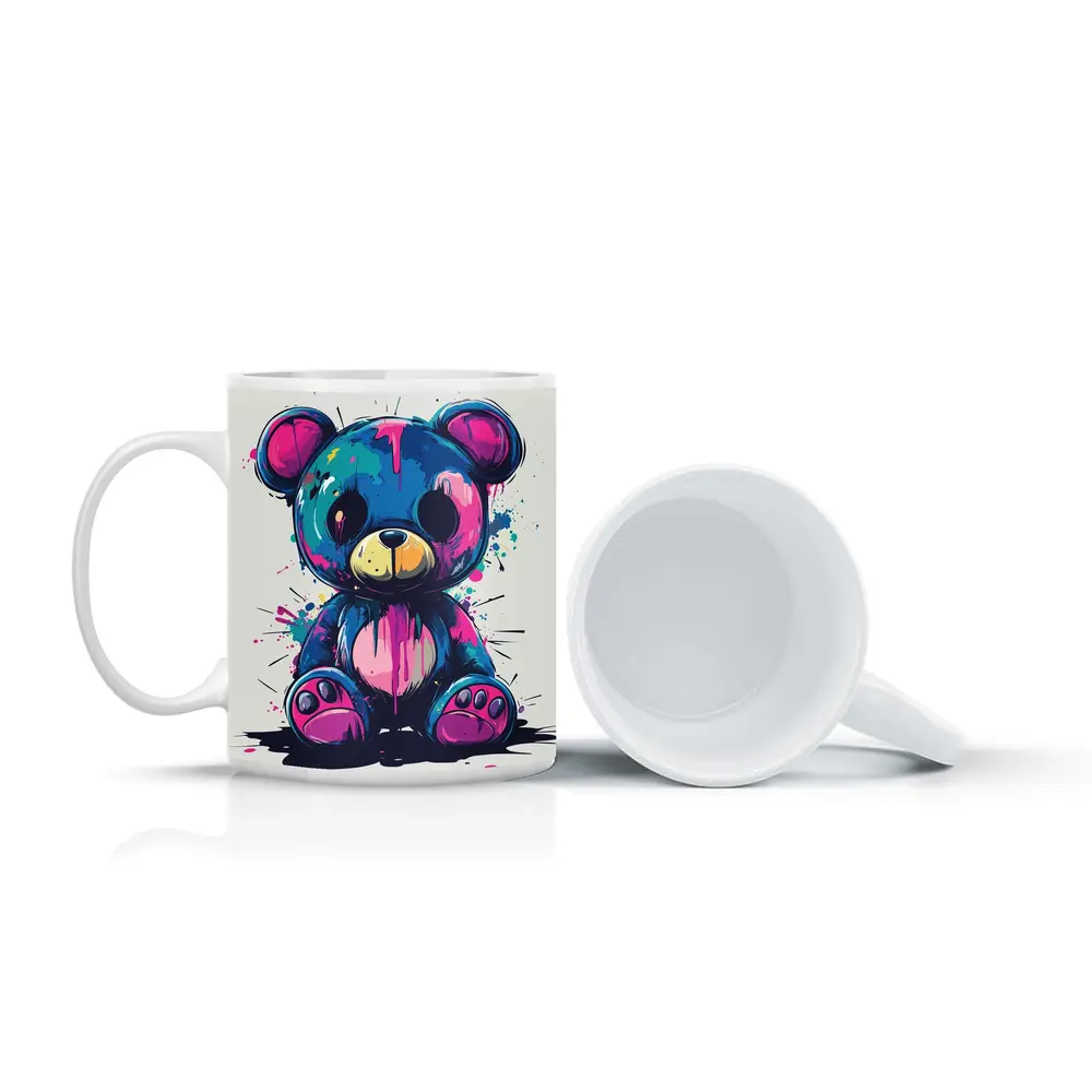 Graffiti Teddy Bear Colorful Paint Splash Art – Mugs