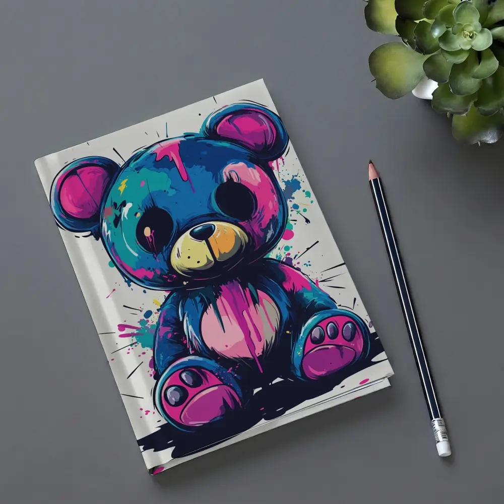Graffiti Teddy Bear Colorful Paint Splash Art – Notebooks