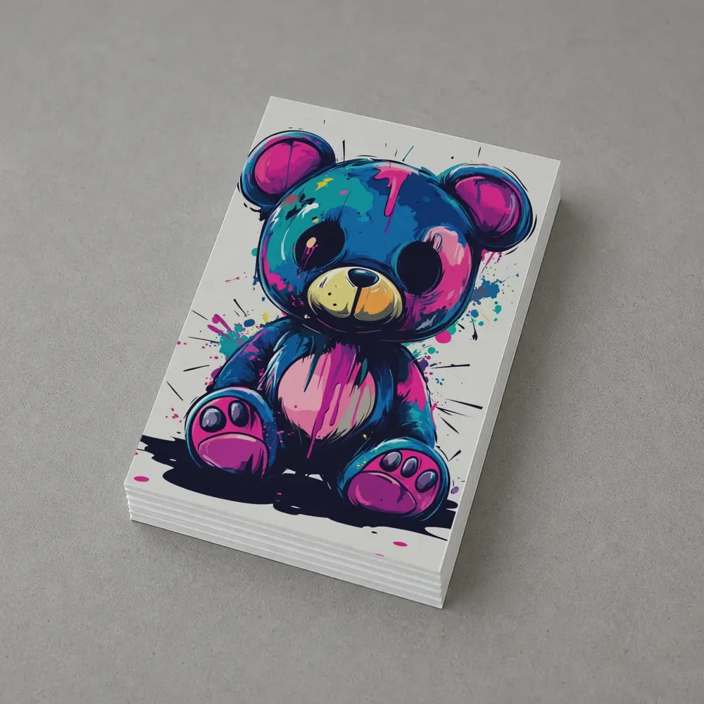 Graffiti Teddy Bear Colorful Paint Splash Art – Postcards