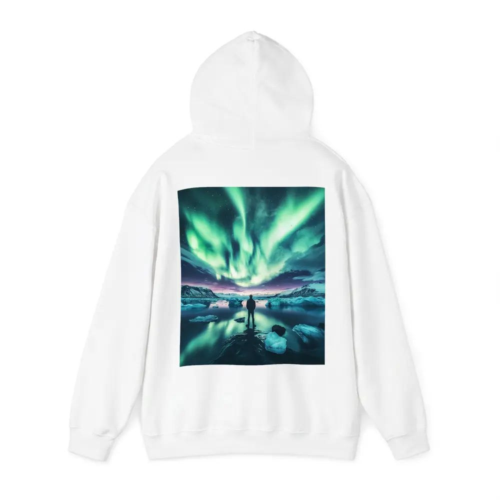 Man Standing Under Northern Lights Iceland – Hoodies