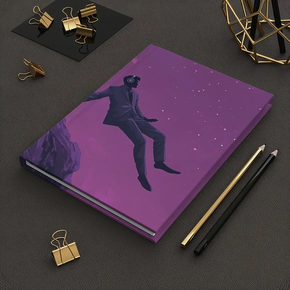 Man Floating In Purple Starry Night Sky – Notebooks