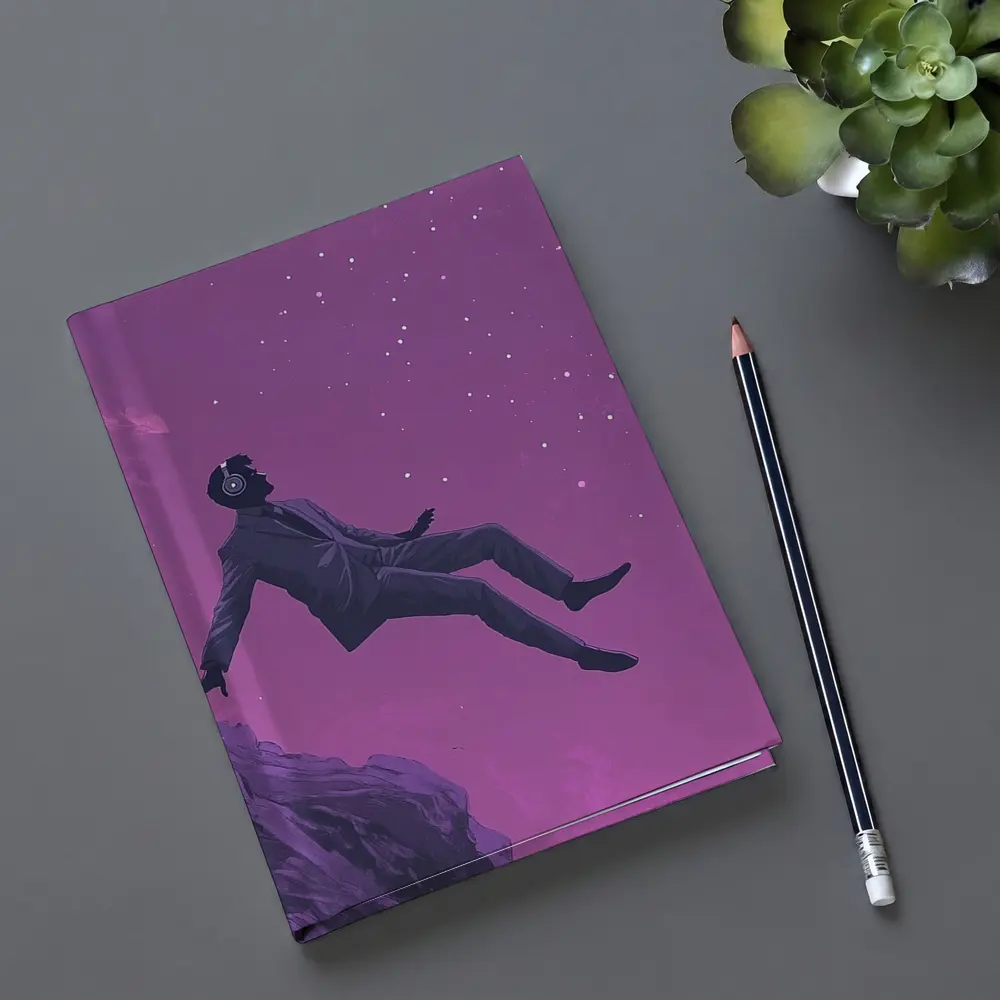 Man Floating In Purple Starry Night Sky – Notebooks