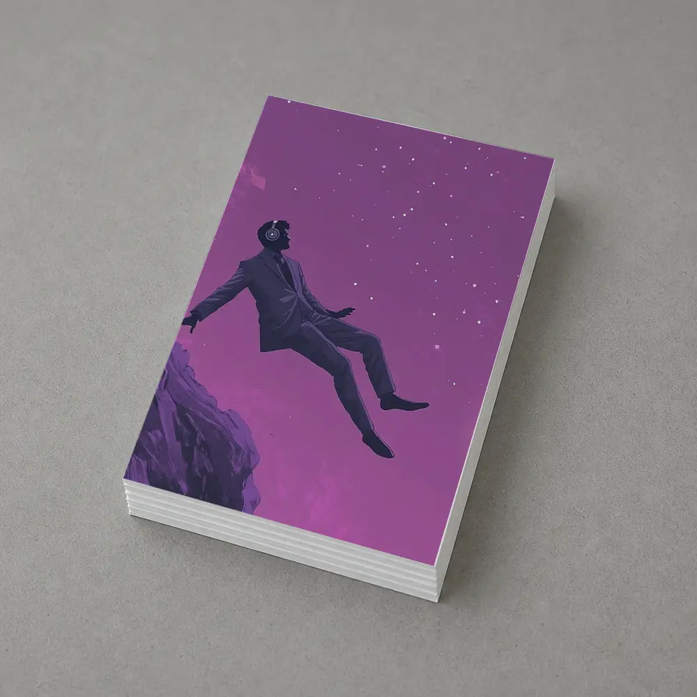 Man Floating In Purple Starry Night Sky – Postcards