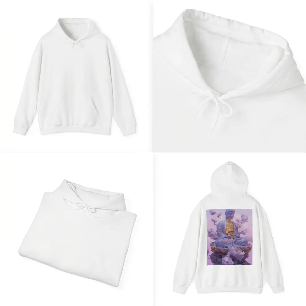 Buddha Statue Lotus Cloud Purple Sky – Hoodies